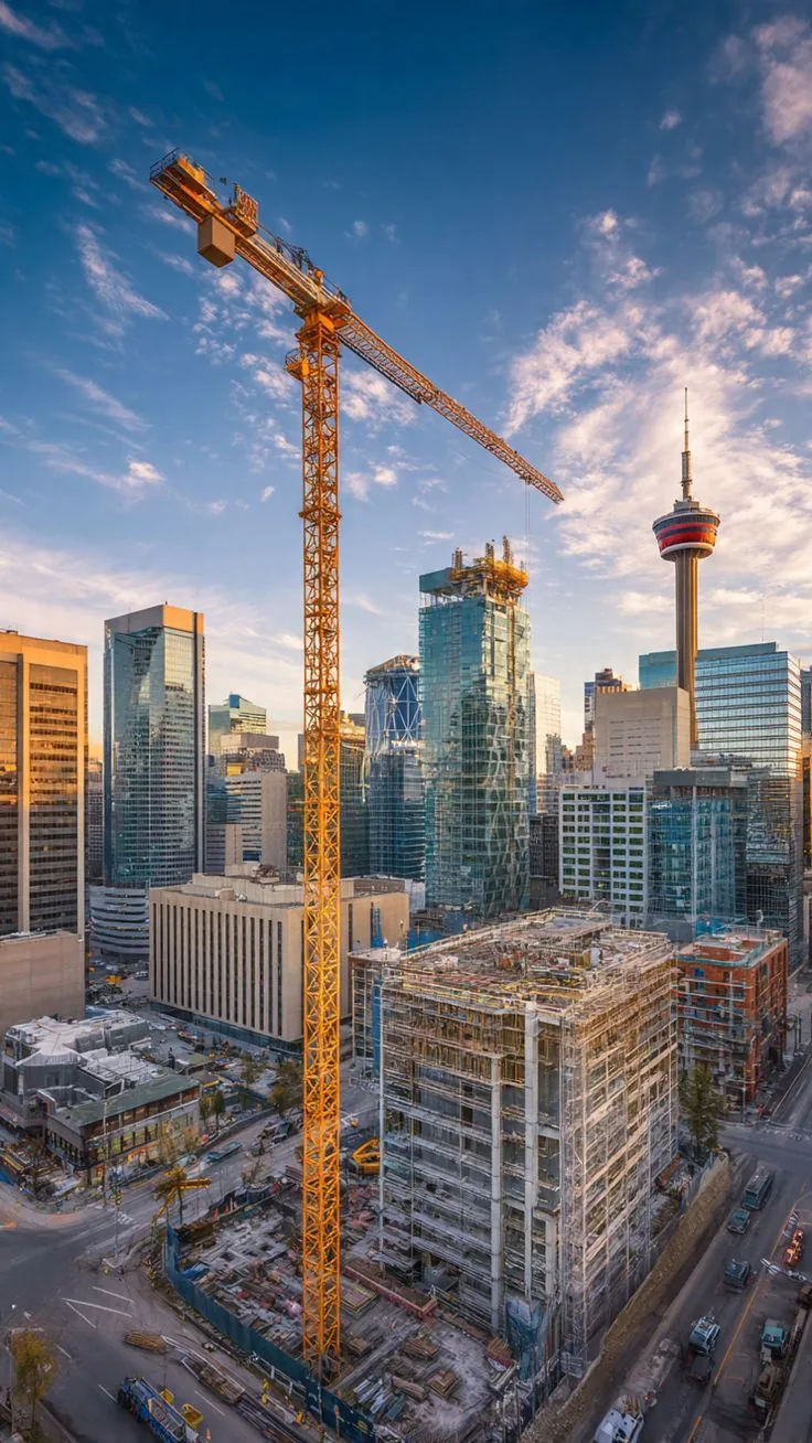 Tower crane next to a high-rise under construction